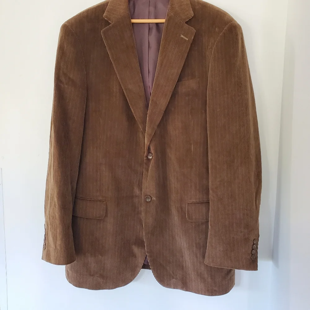 DOCKERS Men 44L Brown Corduroy Sport Coat Jacket Blazer 2 Button Office Casual